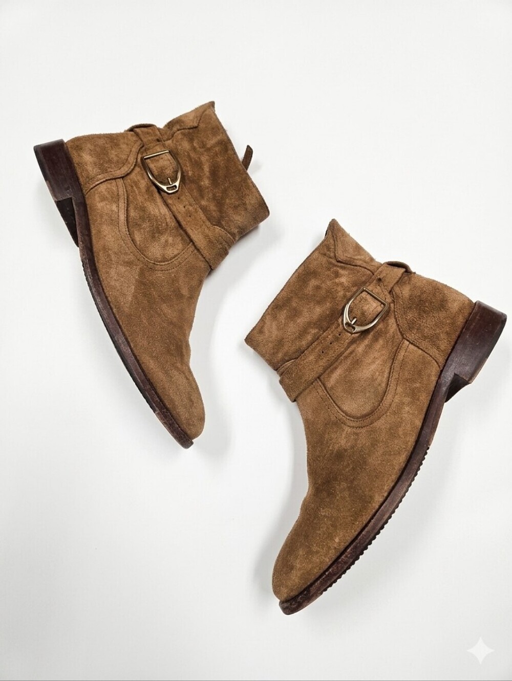 Johnston & Murphy Women's Low Suede Buckled Ankle Boots Brown Size 9